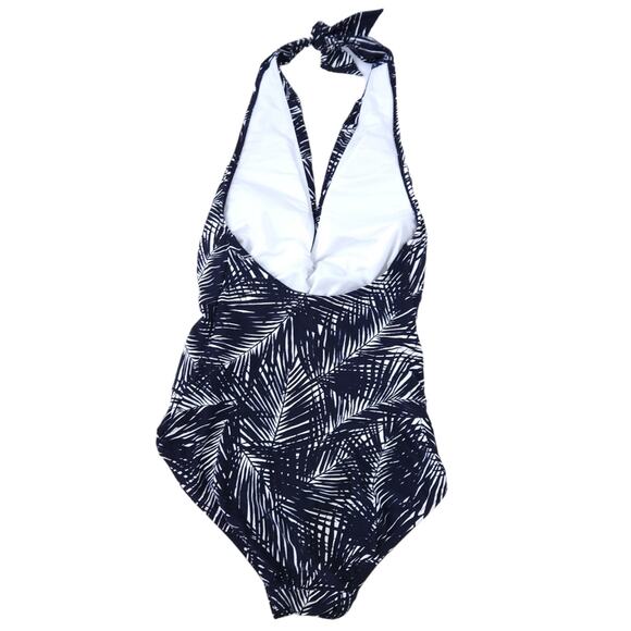 MICHAEL Michael Kors One Piece Halter Swimsuit Size 6 Black White Bathing Suit - Picture 2 of 4